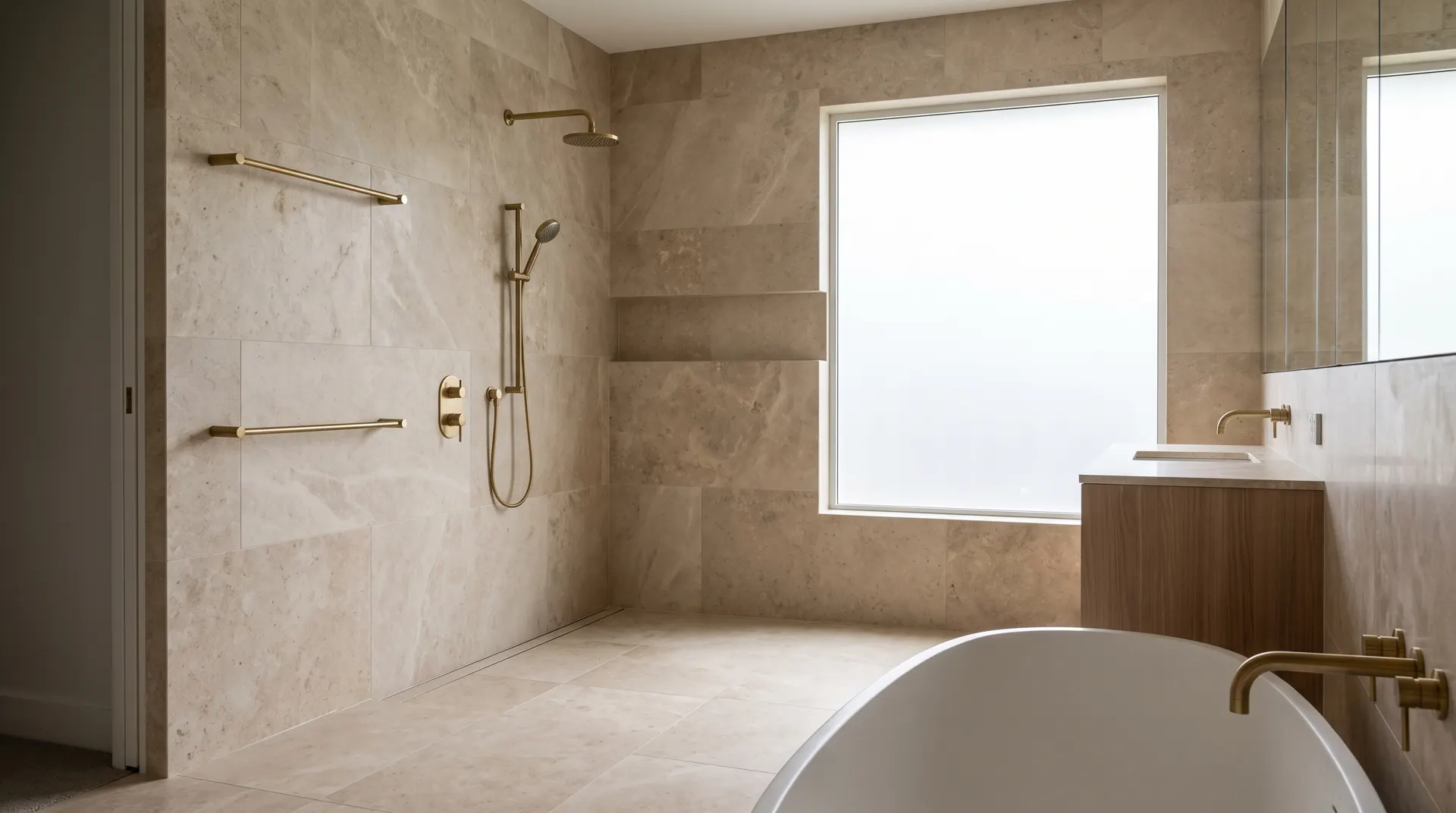 Salle de bain claire rénovée dans une maison familiale de Lieusaint